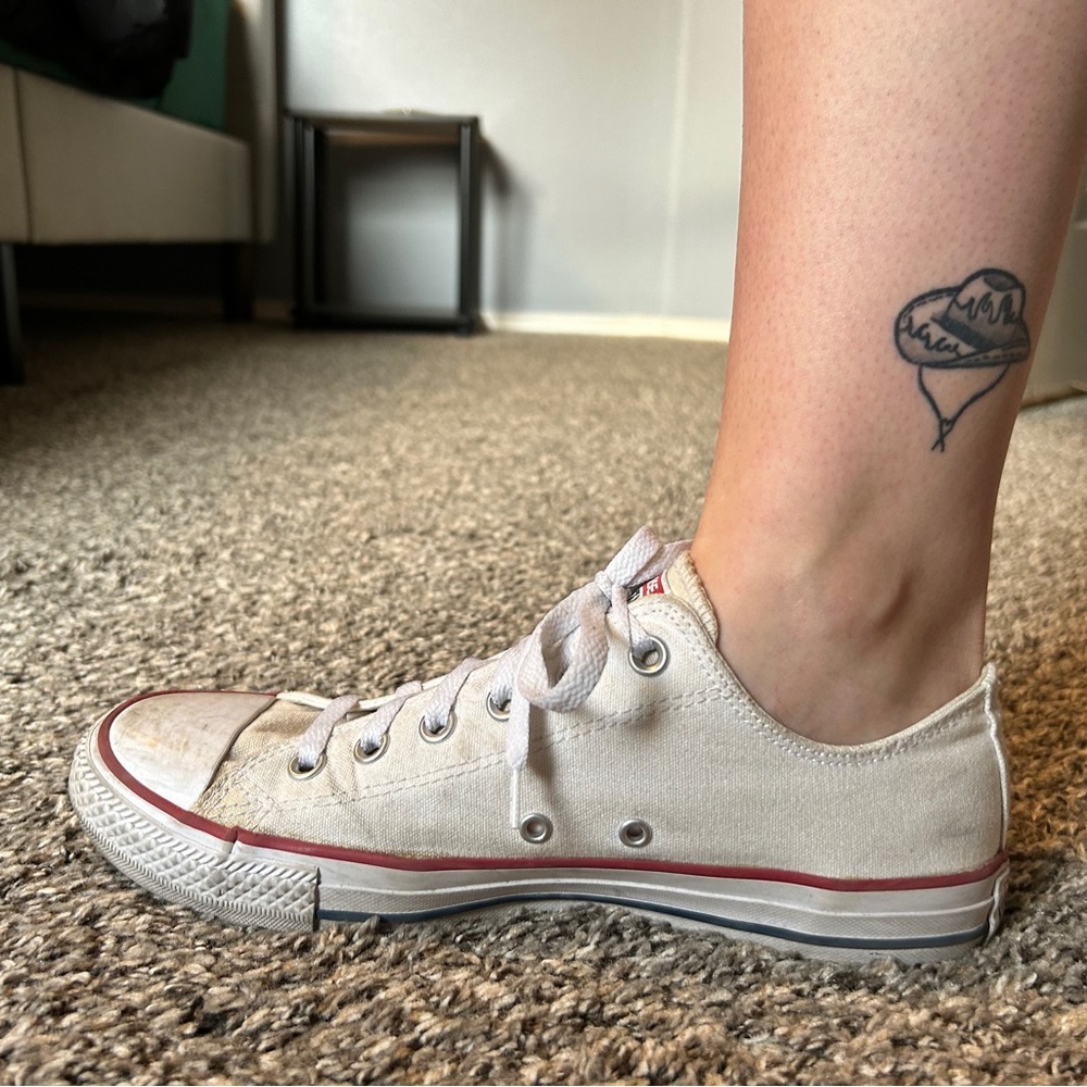 Converse Off-White Sneakers with Red Trim